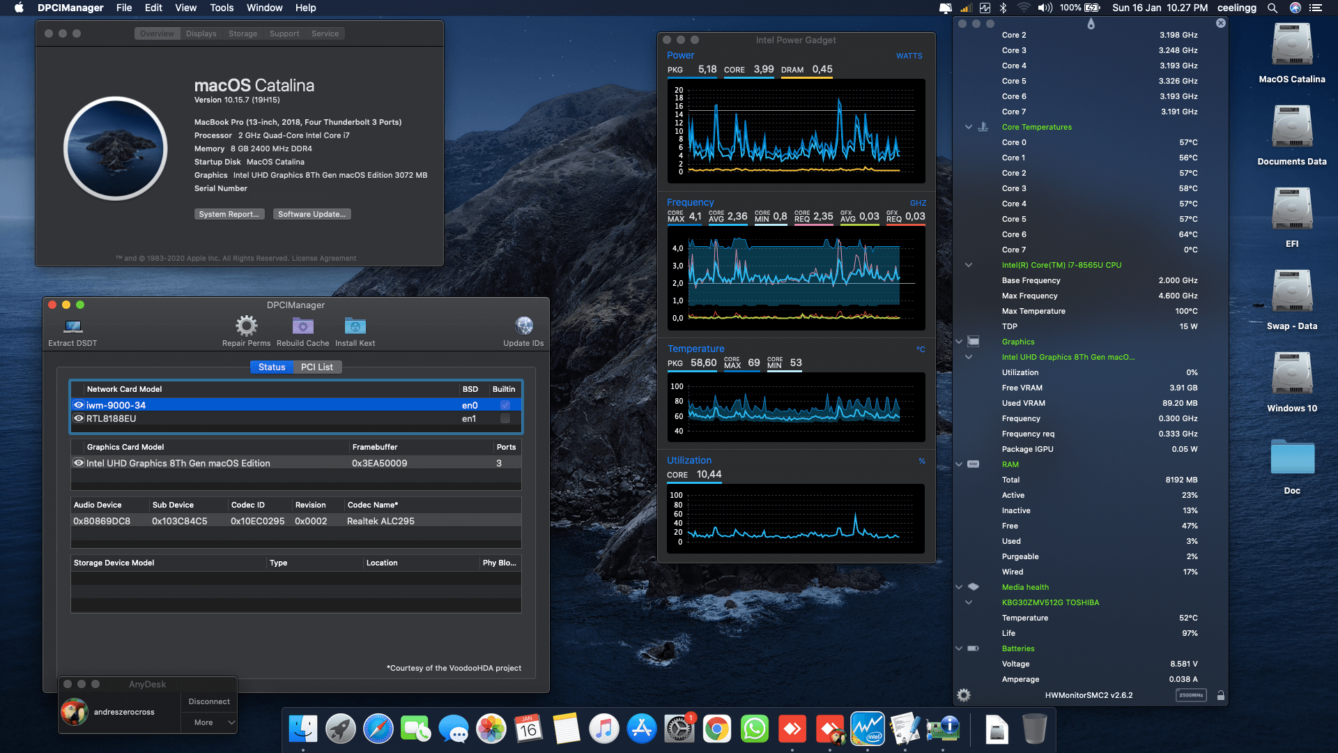 Success Hackintosh macOS Catalina 10.15.7 Build 19H15 in HP Pavilion 13-AN0014TU